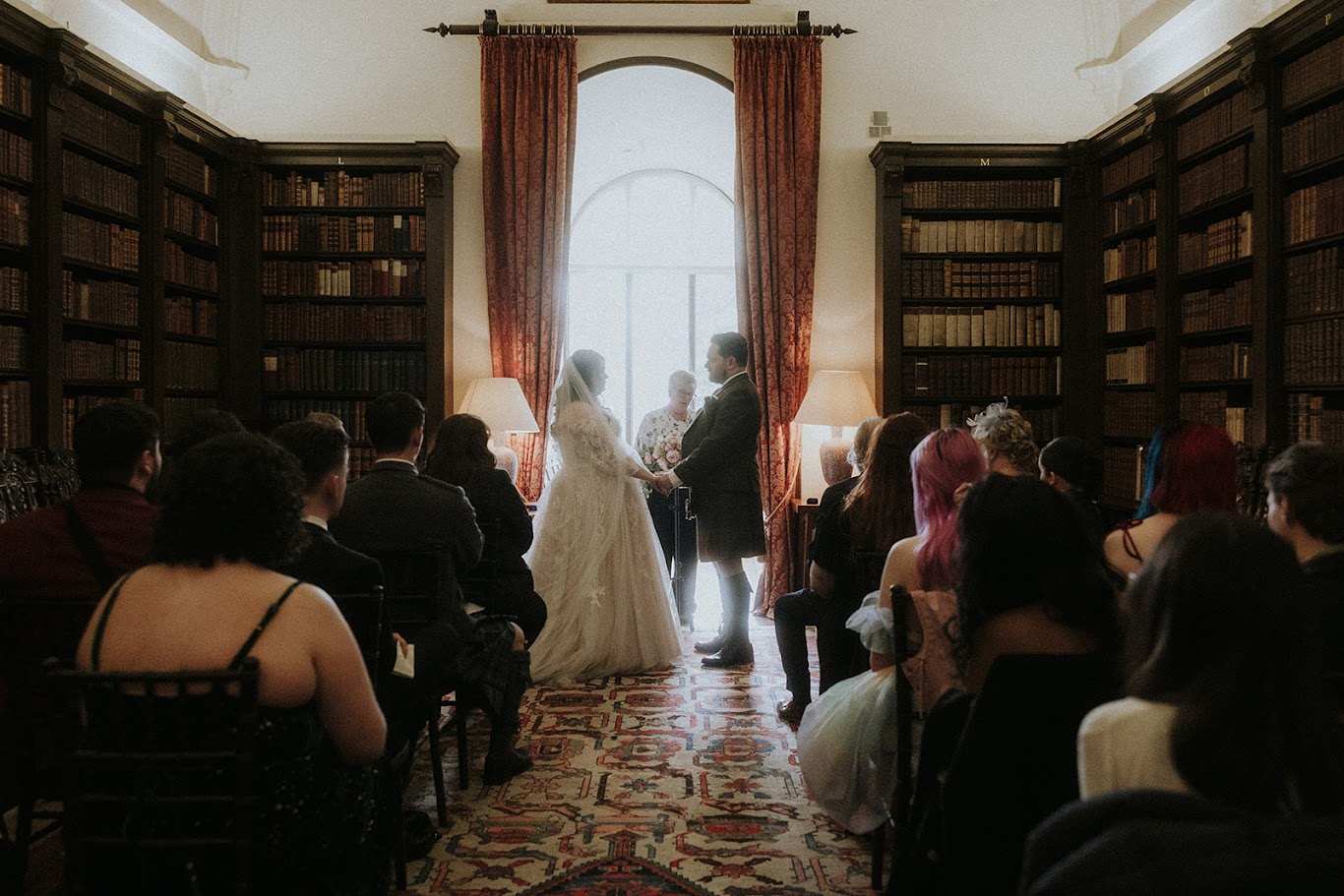 drum castle library for zoe and ryans wedding with mary gibson the celebrant angel aberdeen humanist wedding celebrant aberdeen