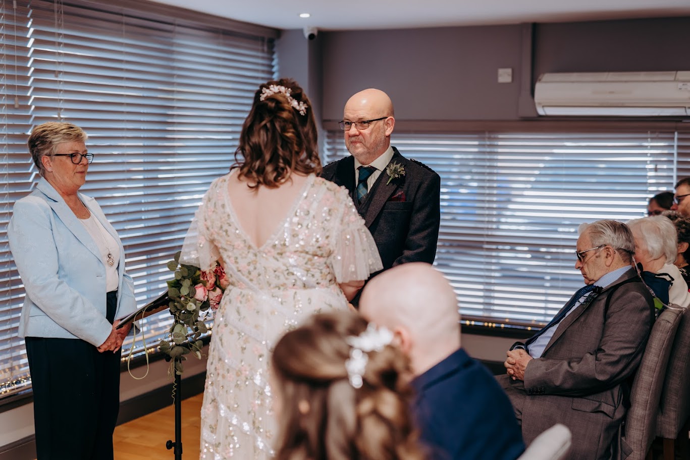 clare and stuart wedding ceremony at the dunavon house hotel aberdeen with mary gibson humanist celebrant 