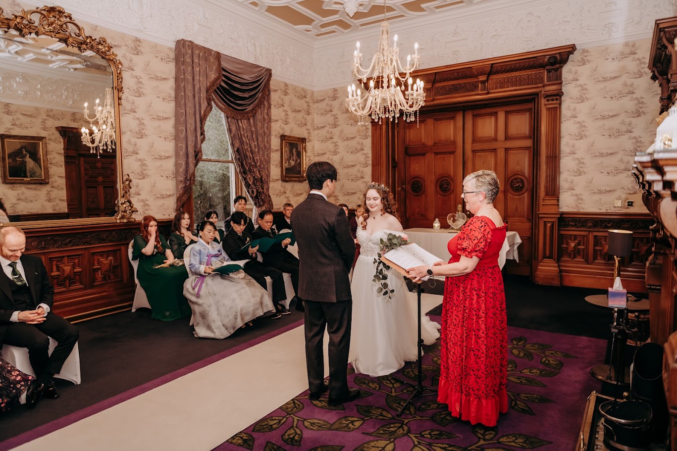 ardoe house hotel library room with the celebrant angel mary gibson aberdeen 