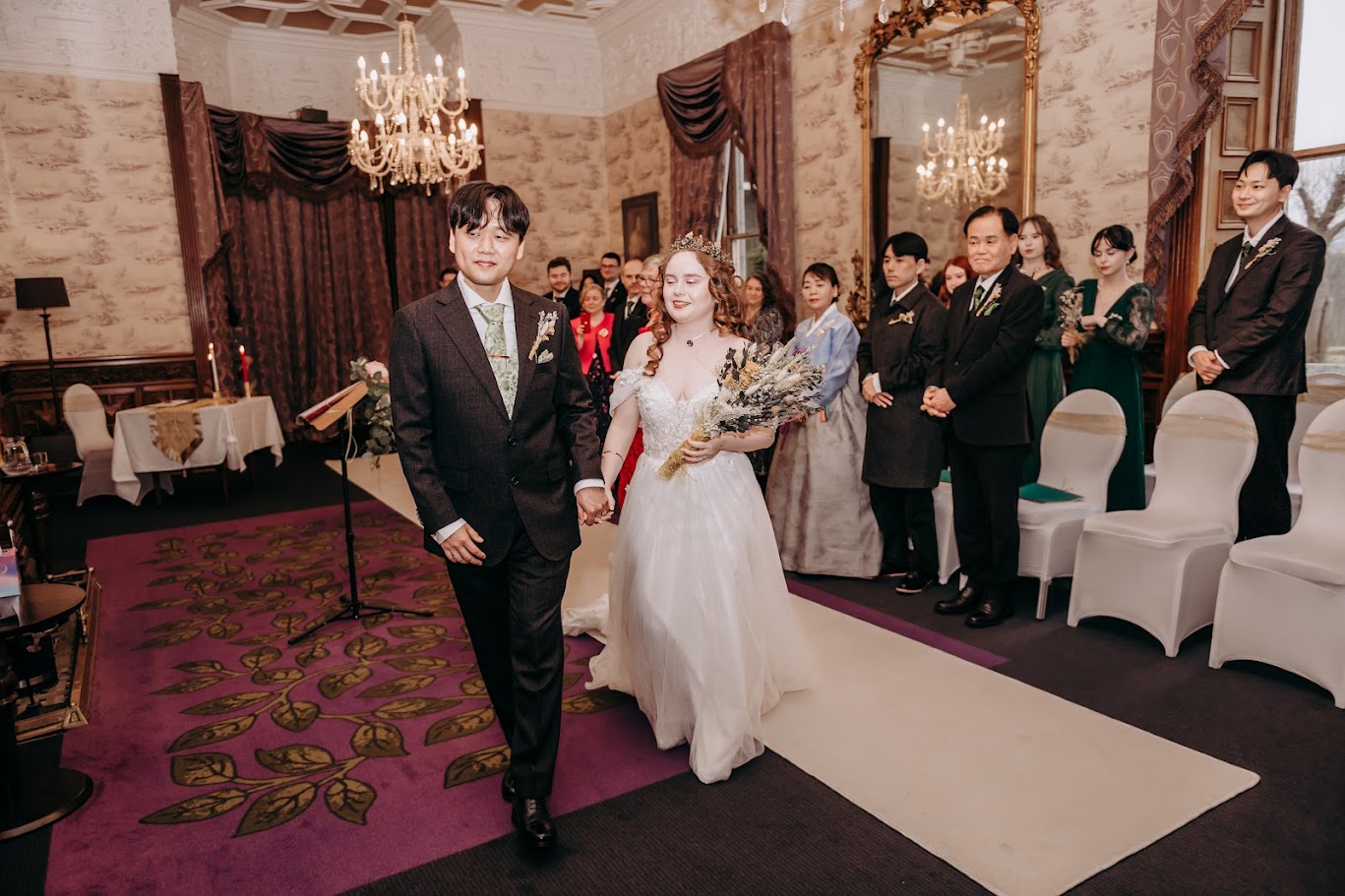 amie and dongho's wedding blessing at Ardoe house hotel with mary gibson the celebrant angel aberdeen humanist weddings aberdeen