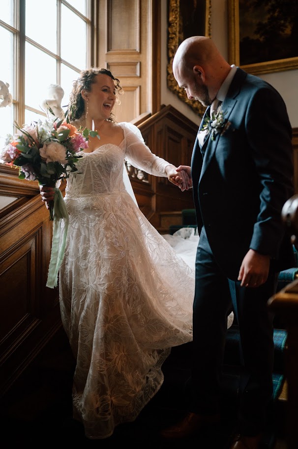 Rowan and Martyn's wedding with mary gibson the celebrant angel aberdeen